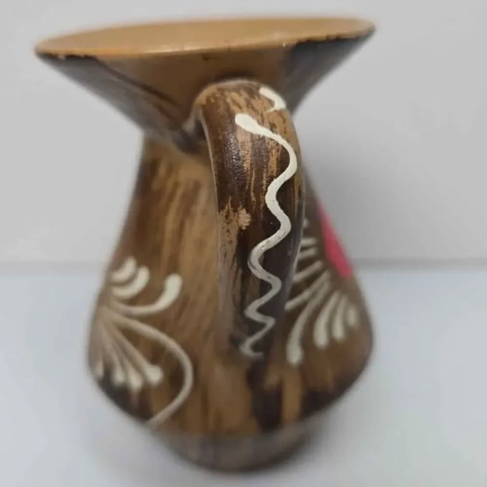 Vintage Hand-Painted Italian Pottery Double-Handled Vase Folk Art Pottery 5
